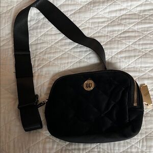 Wantable Black Velvet Quilted Belt Bag